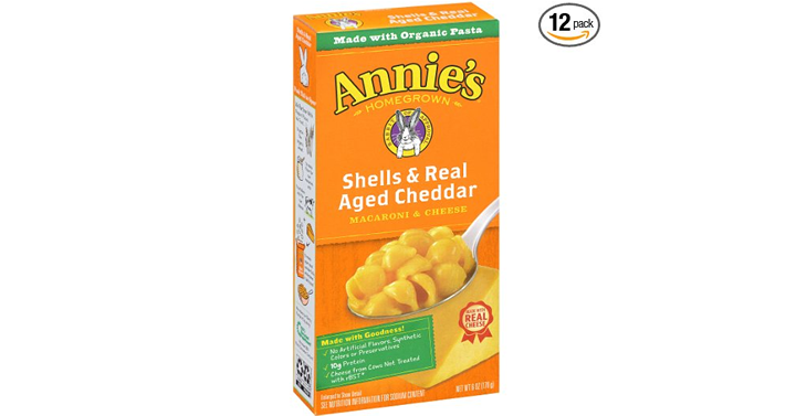Annie’s Macaroni and Cheese, Shells & Aged Cheddar Mac and Cheese, 6 oz Box (Pack of 12) – Just $7.10!