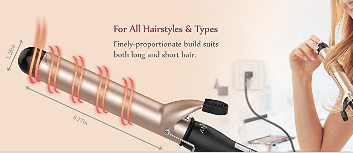 Anjou 1.25 inch Curling Iron With Heat Glove and Clips Only $19.99!