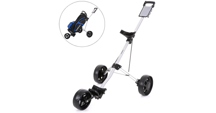 Foldable Aluminum Golf Cart with 3 Wheels and Footbrake System – Just $42.99! Free shipping!