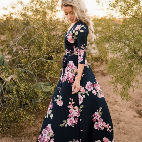 Jane: Luxury Maxi Wrap Dress in Floral or Solid Print for Only $28.99 (Reg. $65)