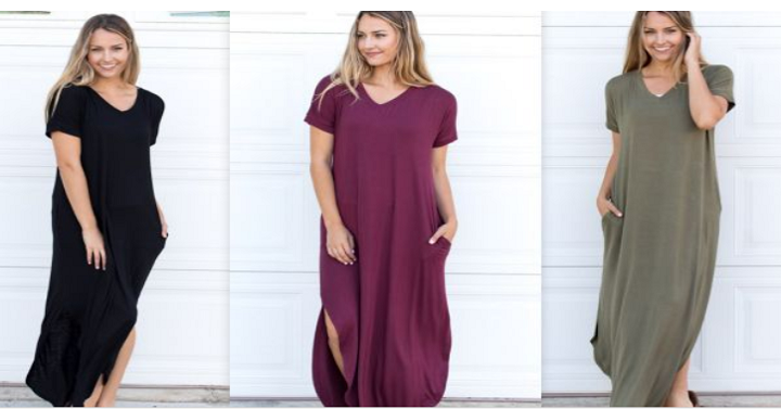 Relaxed Maxi Dress with Pockets is Only $12.99!! (Reg. $39.99)
