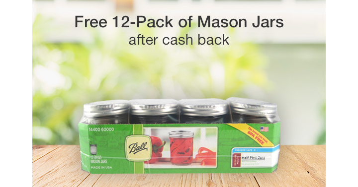Awesome Freebie! Get a FREE 12-Pack of Mason Jars from TopCashBack!