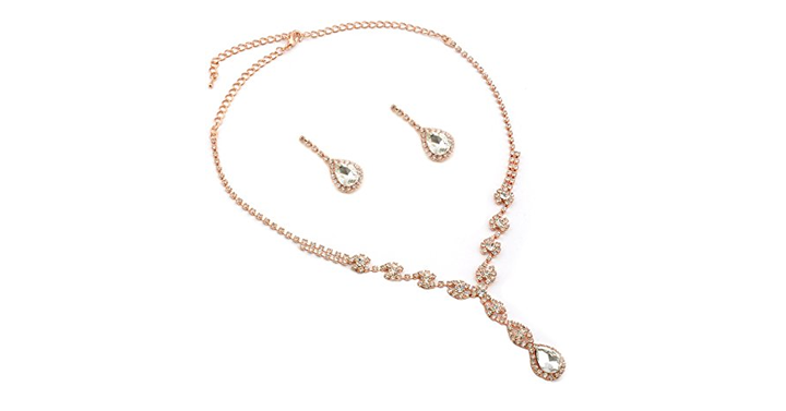 Rose Gold Plating Dangle Necklace Earrings Set – Just $9.99! Prom jewelry?