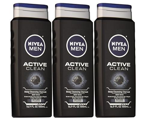 Even BETTER Deal! NIVEA Men Active Clean Body Wash , Natural Charcoal, 16.9 Fluid Ounce (Pack of 3) – Only $7.90!