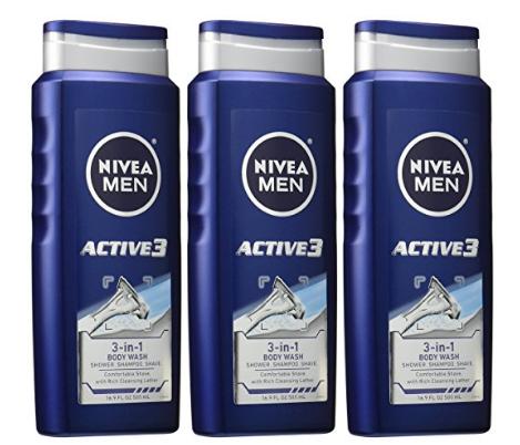 NIVEA Men Shower and Shave 3-in-1 Body Wash 16.9 Fluid Ounce (Pack of 3) – Only $9.43!