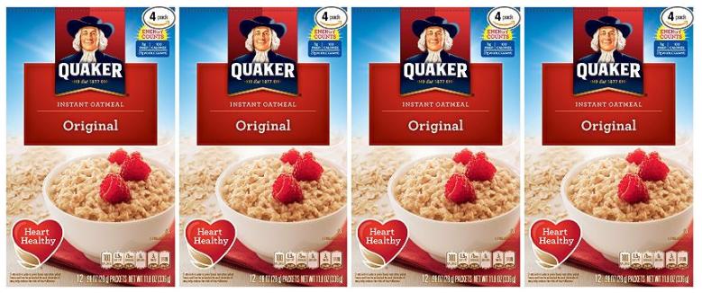 Quaker Instant Oatmeal Original, 12 Packets per Box (Pack of 4) – Only $6.84!
