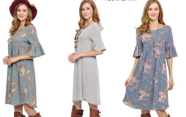 Ruffle Sleeve Midi Dress – Only $16.99!