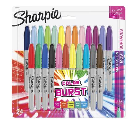 Sharpie Color Burst Permanent Markers, Fine Point 24-Count – Only $8!