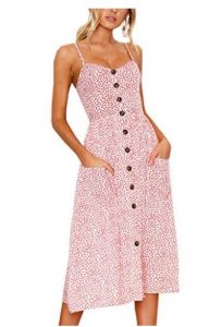 Women’s Summer Floral Bohemian Spaghetti Strap Dress With Pockets as low as $3.99!