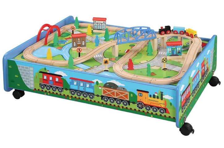 62-Piece Wooden Train Set with Train Table/Trundle – Only $46.50 Shipped!