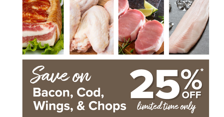 Ends today! Take 25% Off Zaycon – Center Cut Pork Loin Chops, Jumbo Split Chicken Wings, Premium Hickory Smoked Bacon, Wild Alaskan Cod Fillets!