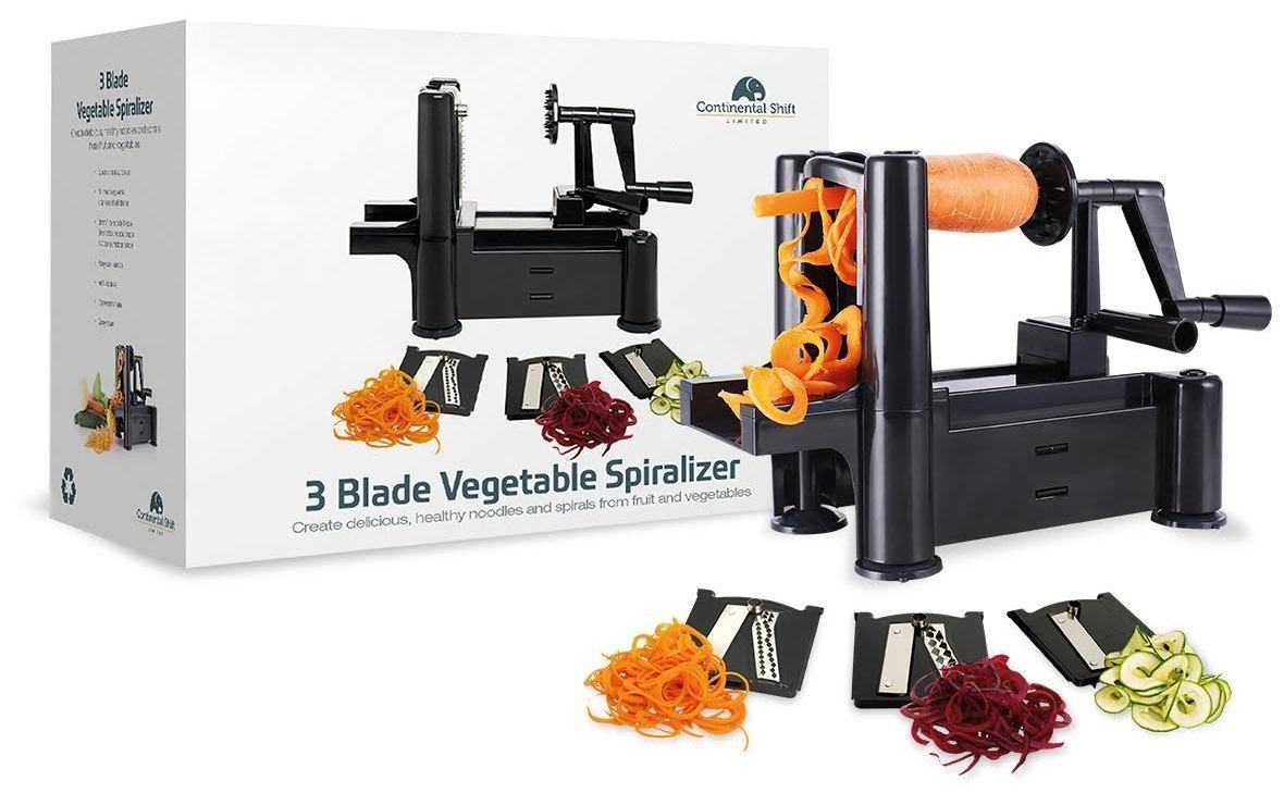 Continental Shift Smartest Black 3-Blade Zoodler Spiralizer Vegetable Slicer Only $13.50!