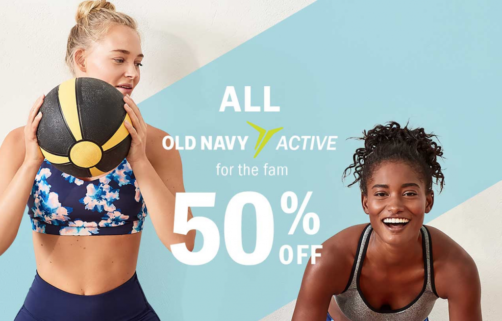 WOW! 50% Off ALL Old Navy Active For The Fam At Old Navy!