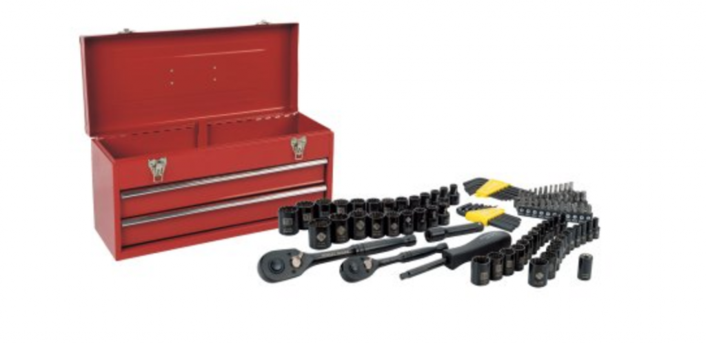 STANLEY 101-Piece Universal Mechanics Tool Set with Metal Tool Box $53.99!