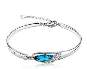 Blue Sky Silver Crystal Bangle Bracelet Jewelry $2.12 Shipped!