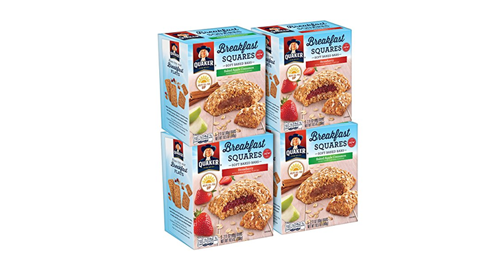 Quaker Breakfast Squares, Apple Cinnamon & Strawberry, 5 Count (Pack of 4) – Just $7.63!