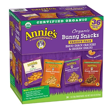 Annie’s Organic Variety Pack, Cheddar Bunnies and Bunny Graham Crackers Snack Packs, 36 Pouches – Only $9.49!