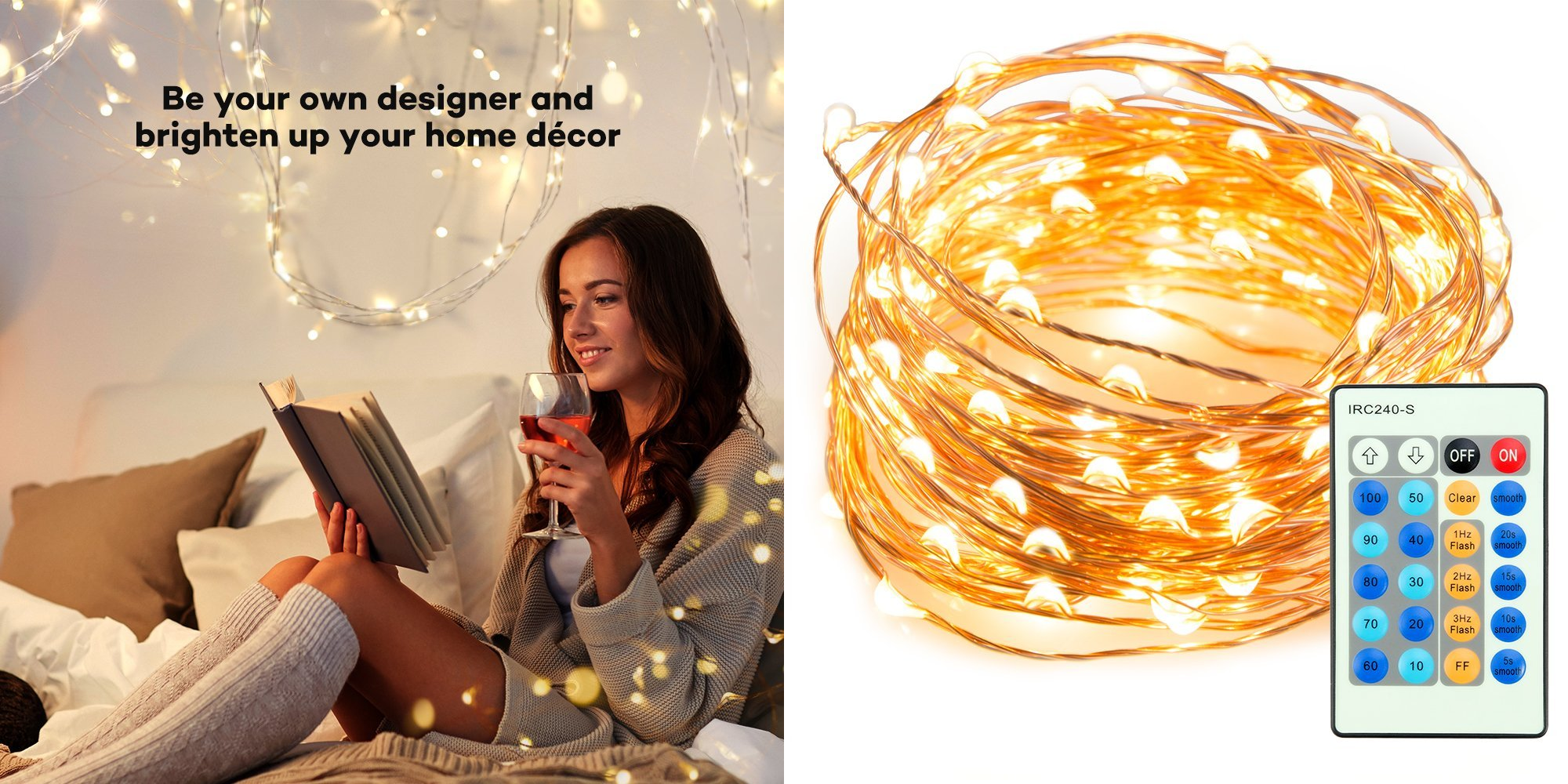 TaoTronics 33 ft 100 LED String Lights With Remote Only $9.99!