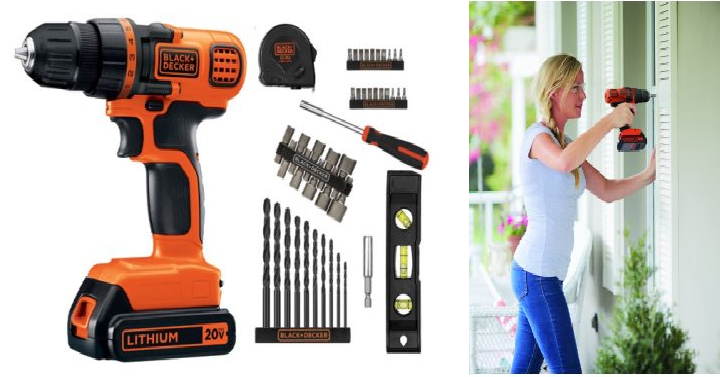 BLACK+DECKER 20-Volt MAX Lithium Ion Cordless Drill with 44-Piece Project Kit Only $39.97 Shipped! (Reg. $69.99)