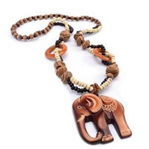 Wind Retro Wood Chain Ornaments Wooden Elephant Pendant $3.94