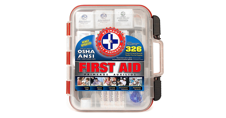 Save Big on a First Aid Kit in Hard Red Case – Contains 326 Pieces – Just $26.24!