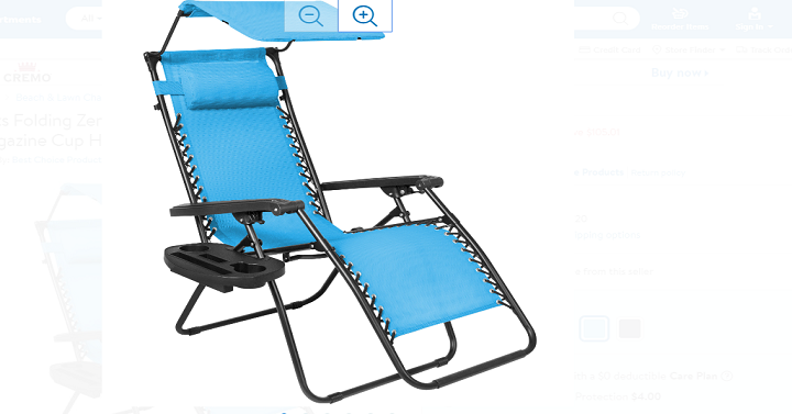Folding Zero Gravity Recliner Lounge Chair w/ Canopy Shade & Magazine Cup Holder Only $44.94 Shipped! (Reg. $150)