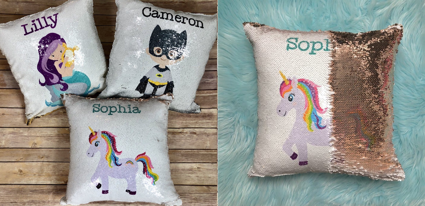 SWEET! Magic Sequin Character Pillowcases Just $15.99!! LOTS of Designs With Personalization!