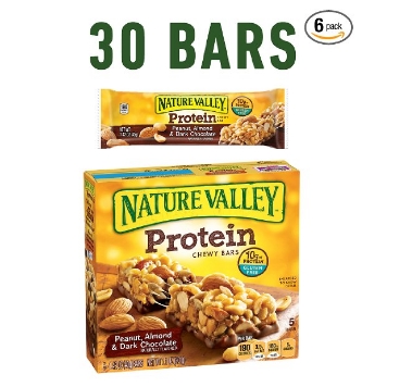 Nature Valley Chewy Granola Bar, Protein, Peanut, Almond and Dark Chocolate, 5 Count (Pack of 6) – Only $11.66!
