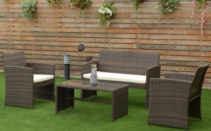Brown Wicker 4-pc Patio Conversation Furniture Set Only $179.99!