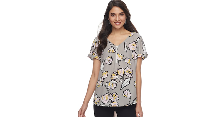 Kohl’s 30% Off! Earn Kohl’s Cash! Stack Codes! FREE Shipping! Women’s Apt. 9 Zipper Accent Top – Just $13.99!