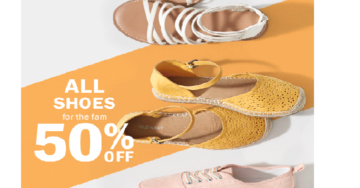 Old Navy: Take 50% off Shoes for the Whole Family! Prices Start at Only $2.00!