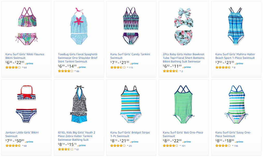 Girls Swimwear Starting at $5.95 on Amazon!