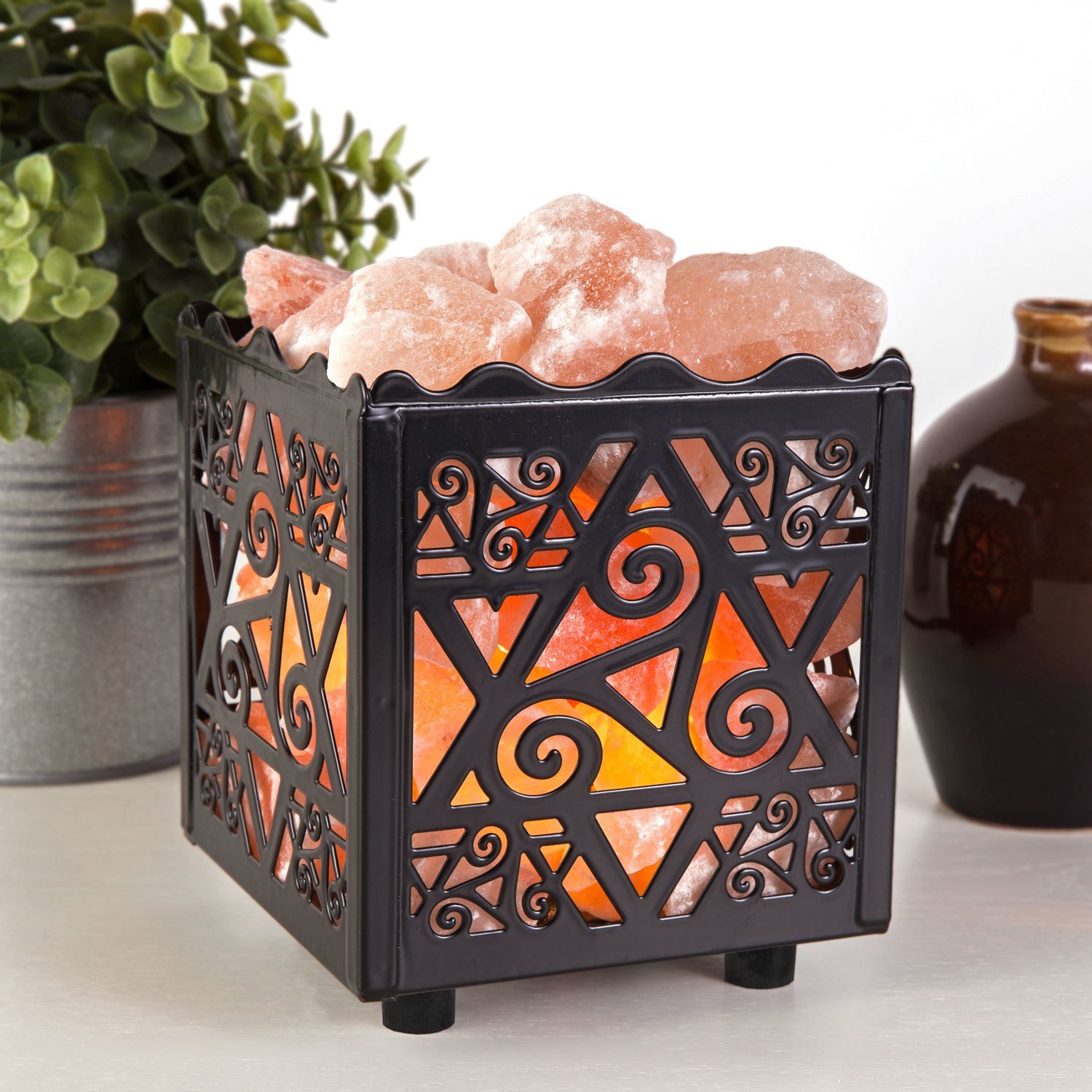 Crystal Decor Natural Himalayan Salt Lamp in Star Design Metal Basket—$14.99!