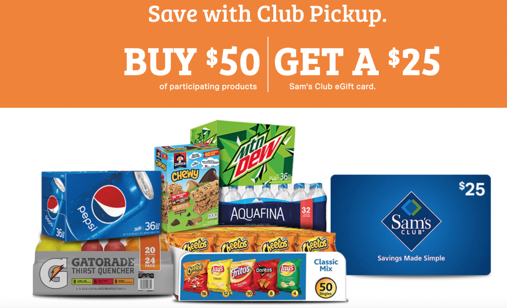 Sam’s Club: Order $50 Online & Select In-store Pickup & Get a FREE $25 Gift Card!
