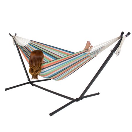 Double Hammock With Space Saving Steel Stand Includes Portable Carrying Case Only $59.94!