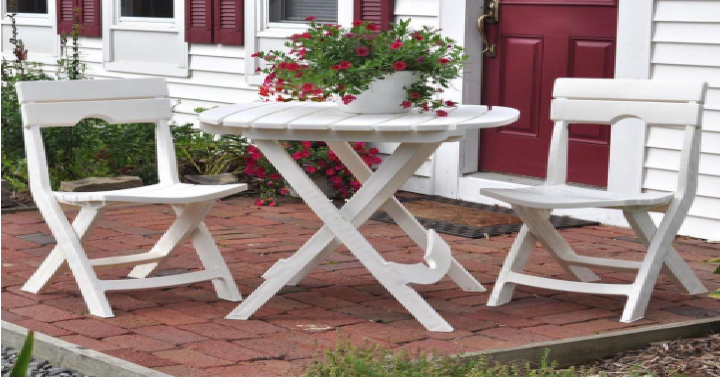 Quik-Fold White 3-Piece Resin Plastic Outdoor Bistro Cafe Set Only $69.83 Shipped!
