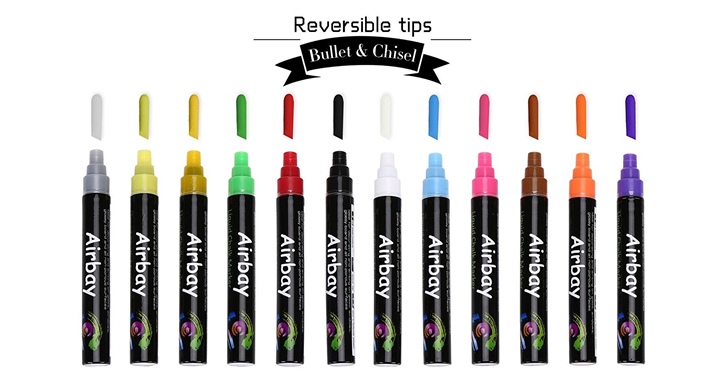 Liquid Chalk Markers – 12 Colored Washable Pens – Just $9.92!