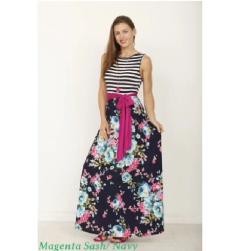 Jane: Sleeveless Striped Top Sash Maxi Dress (8 Styles) Just $32.99! (Reg. $85)