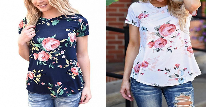 Today ONLY- Floral Tees (2 Colors) for Only $11.99! (Reg. $30)