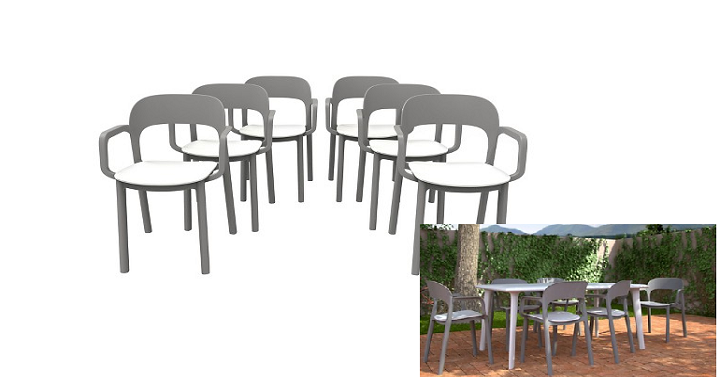 Patio Dining Chairs (6 Pack) in Grey/White Only $104.65! (Reg. $300)