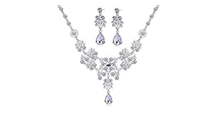 Rhinestone Crystal Pendant Necklace & Earrings Set – Just $8.99! Think Prom!