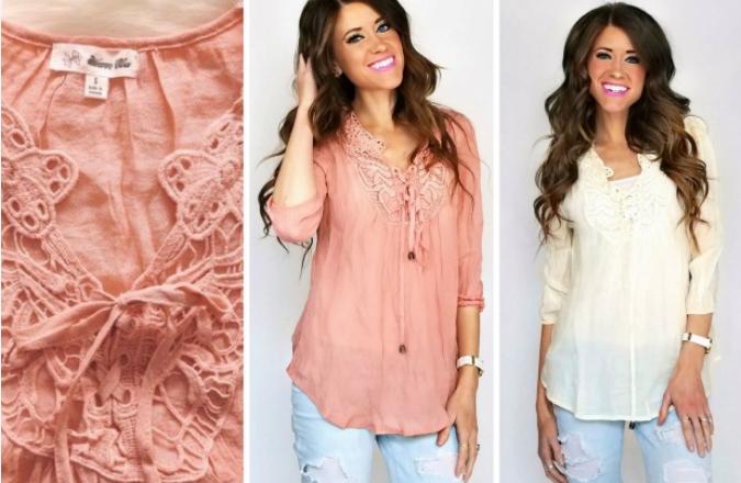 Lace Peasant Blouse – Only $14.99!