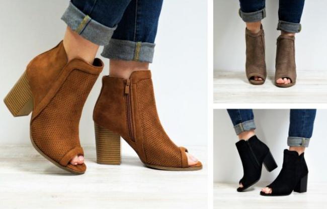 Women’s Open Toe Stacked Heel Booties – Only $13.99!