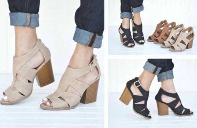 Women’s Strappy Peep Toe Booties – Only $16.99!