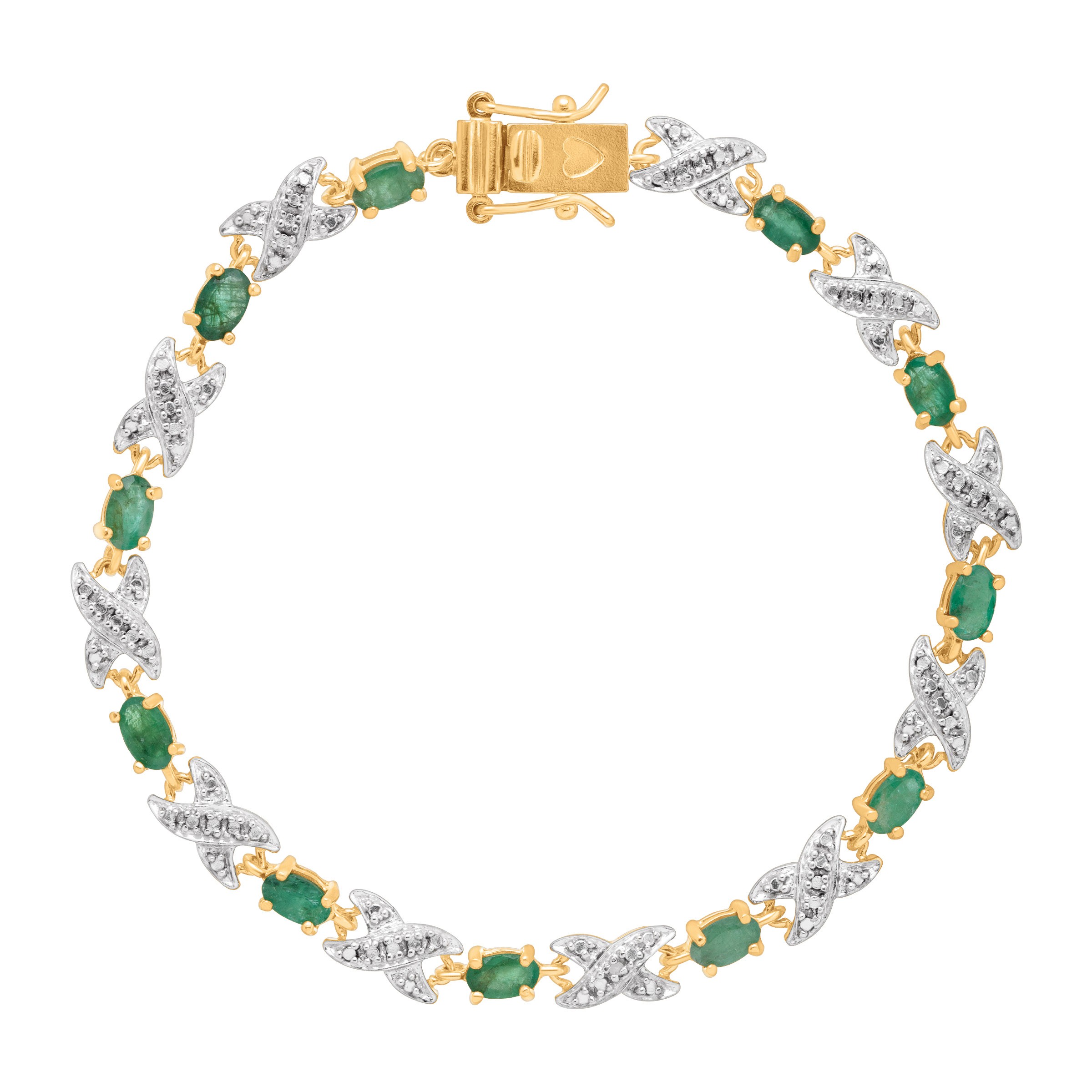 Natural Emerald and Diamond Accent Bracelet Only $34.23!