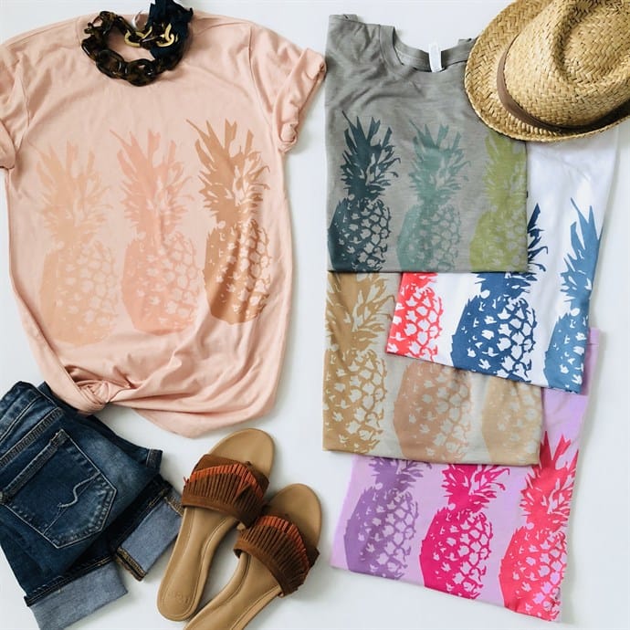 Popular Color Pineapple Tees & Tanks Only $13.99!