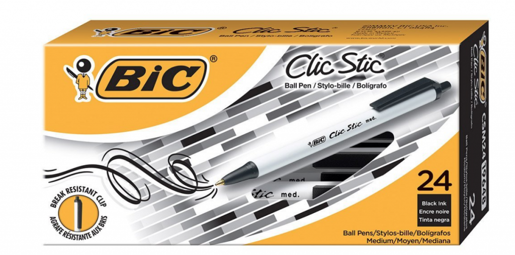 BIC Clic Stic Retractable Ball Pen 24-Count Just $8.17!