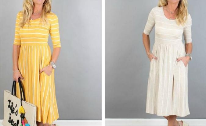 Audrey Striped Midi Dress – Only $22.99!