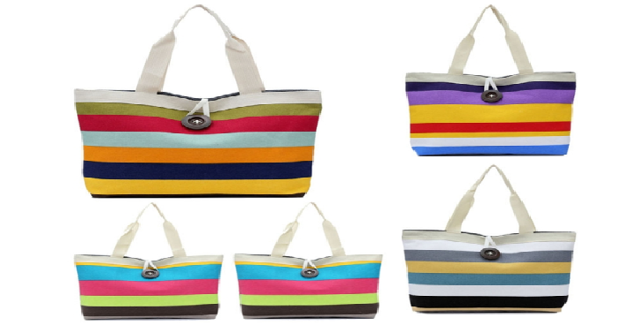 Lady Colored Striped Shoulder Canvas Bag Only $5.99 Shipped!