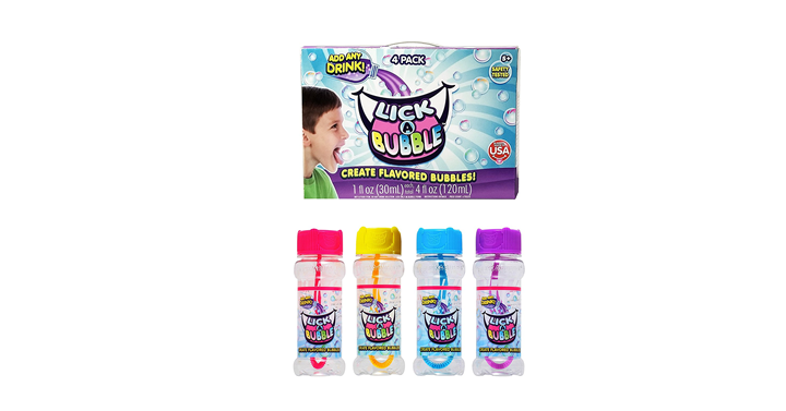Lick-A-Bubble – Create Flavored Bubbles, 4 Pack – Just $8.99!
